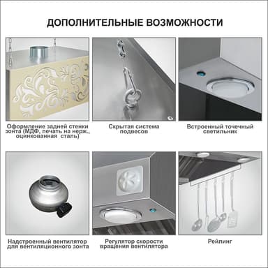 Дополнительные возможности исполнения вытяжных зонтов Finist
